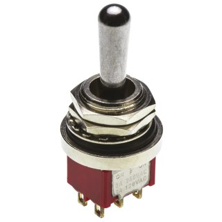 RS PRO Panel Mount Toggle Switch On-Off-On DPDT 5A 26V DC 120V AC Chrome Plated Brass Actuator 394-437