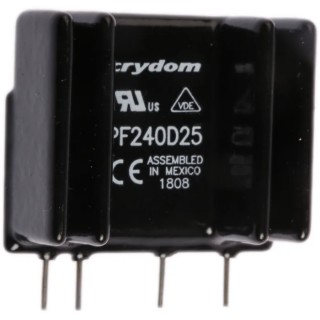 Crydom Solid State Relay, PF Series, 25 A Load, PCB Mount, 280 Vrms Load, 15 V Control PF240D25