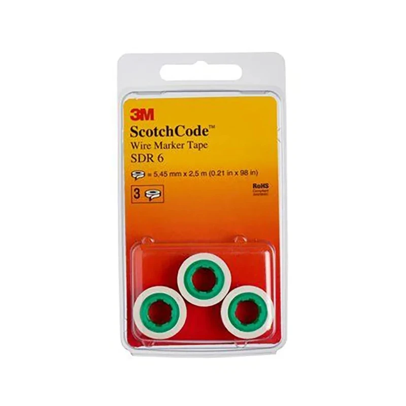 3M Self-Adhesive Cable Marker Pre-printed '6', Polyethylene Terephthalate, 5.46mm x 2.43mm SDR 6-89206