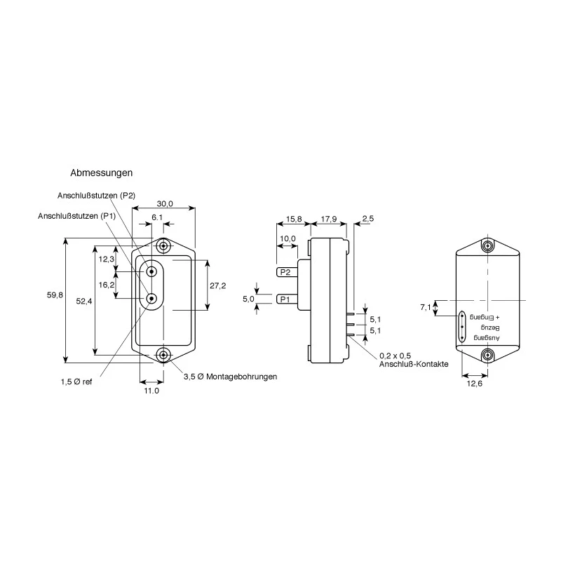 Honeywell Technologies Low Pressure Sensor 5 psi Maximum Operating Pressure 0.35 bar Breaking Pressure 1ms 163PC01D75