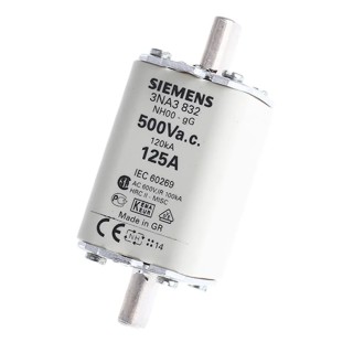 Siemens 125A NH Fuse NH00 500V AC High Rupture Capacity Blade Tag Fuse  NH00