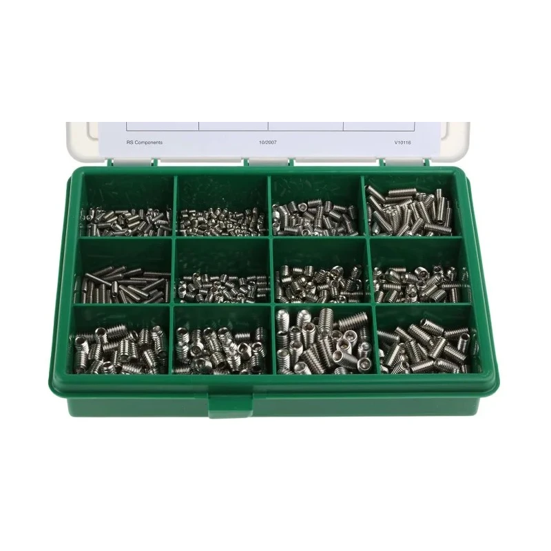 RS PRO Stainless Steel Hex Socket Drive Set Screw Bolt Kit 800 Pieces M3 to M6 Sizes 3mm to 12mm 395-428