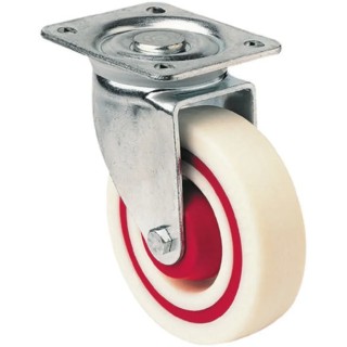 Guitel Hervieu Swivel Castor with 125 mm Polyamide Wheel, 200 kg Load Capacity, Pressed Steel Frame, Bright Zinc 379966