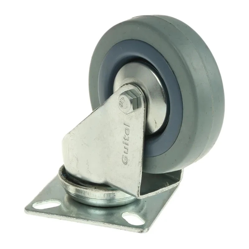 Guitel Hervieu Swivel Castor 60 kg Capacity 75 mm Wheel Diameter Rubber Wheel Pressed Steel Frame Bright Zinc Plated 66707