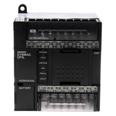 Omron PLC CPU, 8-Input, DC Input, 6 Relay Outputs, USB Communication, Ladder Logic Programming, DIN Rail Mount CP1L