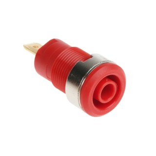 Staubli Red Female Banana Socket, 4 mm Connector, Tab Termination, 1kV, 24A, Gold Plating 23.3000-22