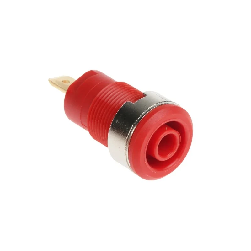 Staubli Red Female Banana Socket, 4 mm Connector, Tab Termination, 1kV, 24A, Gold Plating 23.3000-22