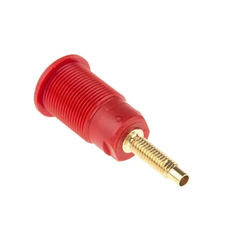 Staubli Red Female Banana Socket 4 mm Connector, Solder Termination, 1kV, 32A, Gold Plating 23.3020-22
