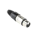 Neutrik Cable XLR Connector, Straight, 50V, 3 Contacts, Female, Silver over Nickel Plating NC3FX