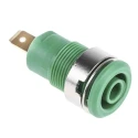 Staubli Green Female Banana Socket 4 mm Connector, Tab Termination, 1kV, 24A, Gold Plating 23.3000-25