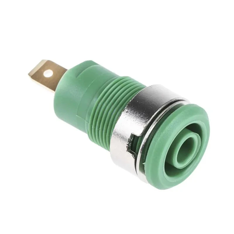 Staubli Green Female Banana Socket 4 mm Connector, Tab Termination, 1kV, 24A, Gold Plating 23.3000-25