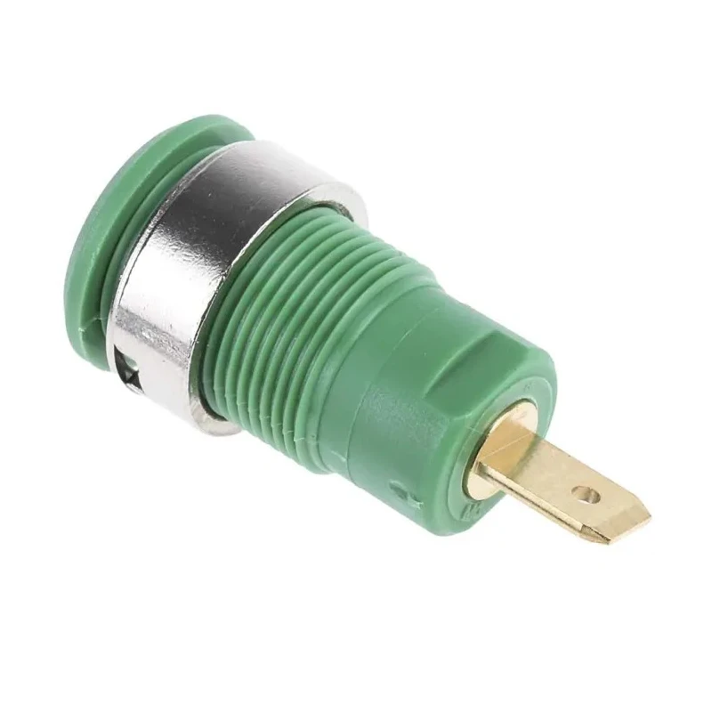 Staubli Green Female Banana Socket 4 mm Connector, Tab Termination, 1kV, 24A, Gold Plating 23.3000-25