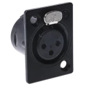 Neutrik Panel XLR Connector, Straight Orientation, 3 Contact Female, 50V, 16A, Silver over Nickel Plating NC3FP-1-BAG