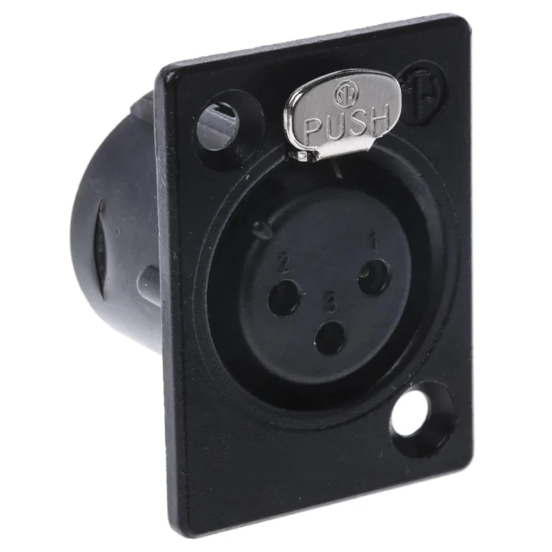 Neutrik Panel XLR Connector, Straight Orientation, 3 Contact Female, 50V, 16A, Silver over Nickel Plating NC3FP-1-BAG