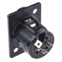 Neutrik Panel XLR Connector, Straight Orientation, 3 Contact Female, 50V, 16A, Silver over Nickel Plating NC3FP-1-BAG