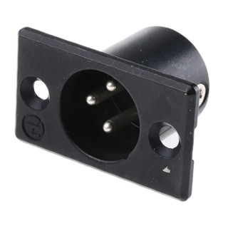 Neutrik Panel XLR Connector, Straight Male, 50V, 16A, 3 Contacts, Silver over Nickel Plating NC3MP-BAG