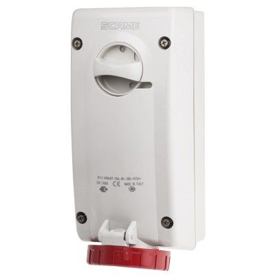 Scame Socket Switchable IP67 3+E Earthing Position 6h Straight Industrial Interlock 16A 415V IP67