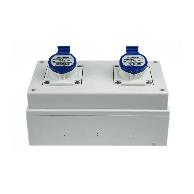 Scame Surface Mount Industrial Power Socket 16A 250V 2P+PE IP44 Blue 671 IP44