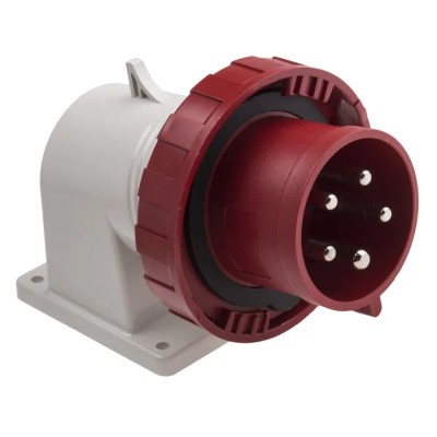 Scame EUREKA IP66 IP67 Red Wall Mount 3P+N+PE Right Angle Industrial Power Connector 32A 415V 247.3297