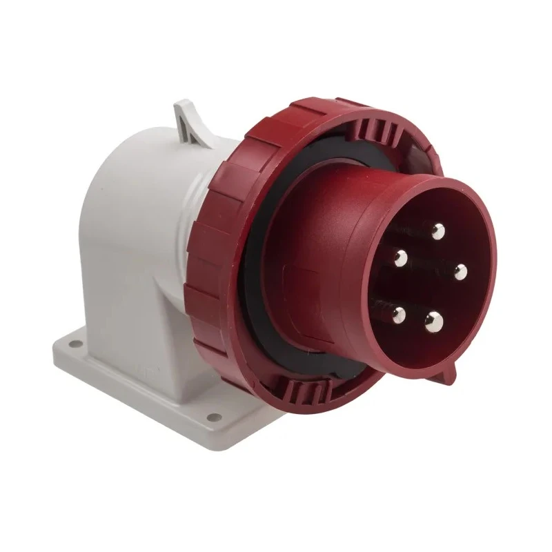 Scame EUREKA IP66 IP67 Red Wall Mount 3P+N+PE Right Angle Industrial Power Connector 32A 415V 247.3297