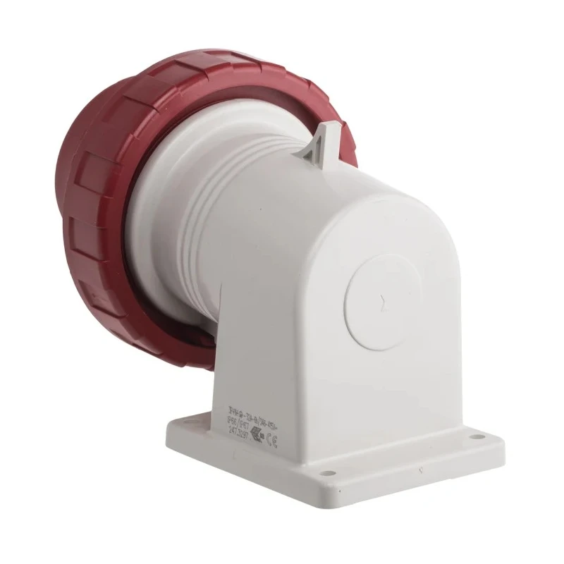 Scame EUREKA IP66 IP67 Red Wall Mount 3P+N+PE Right Angle Industrial Power Connector 32A 415V 247.3297