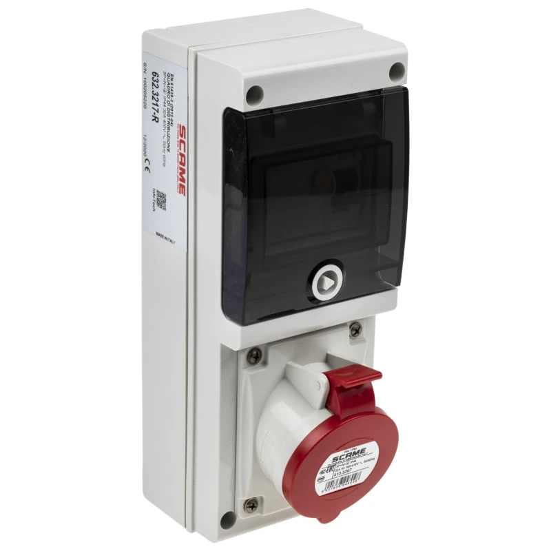Scame Residual Current Device, Wall Mount 3P+N+PE Angled Connector 32A 415V DOMINO IP44 