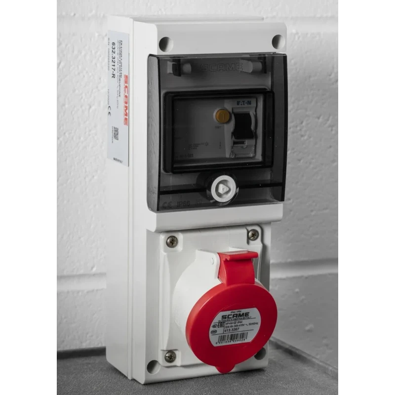 Scame Residual Current Device, Wall Mount 3P+N+PE Angled Connector 32A 415V DOMINO IP44 
