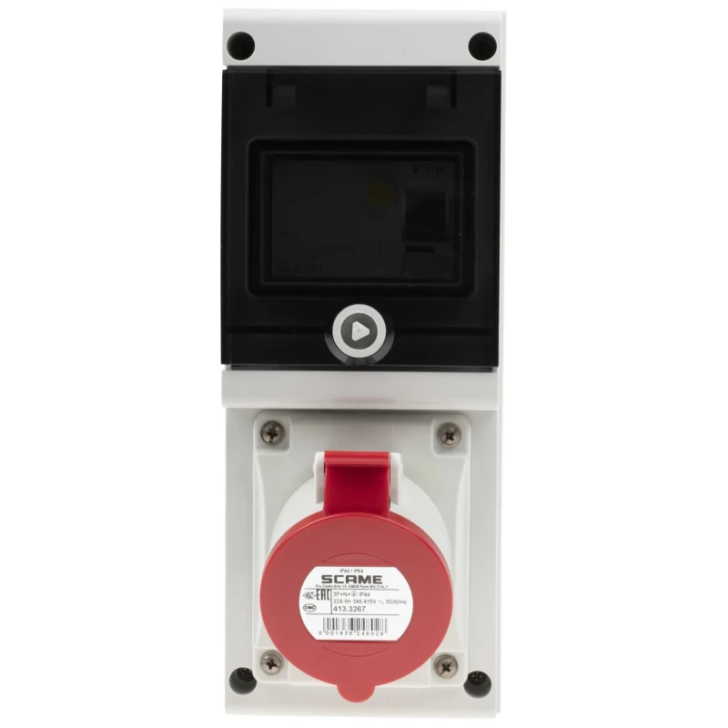 Scame Residual Current Device, Wall Mount 3P+N+PE Angled Connector 32A 415V DOMINO IP44 