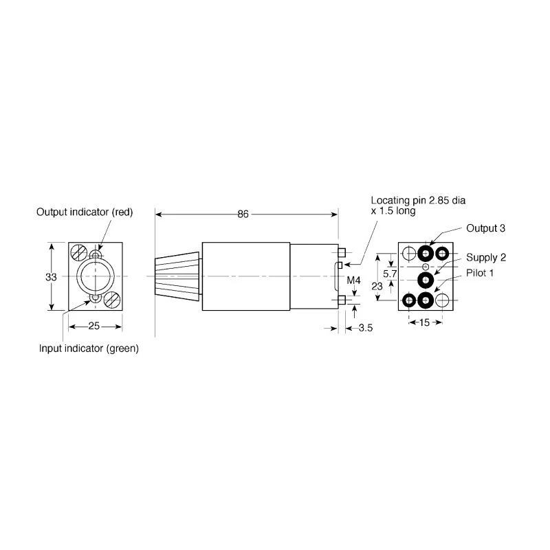 Parker Pneumatic Timer DIN Rail Mount, Operating Pressure 3-8 bar, Temperature -15°C to 60°C PRT-A10