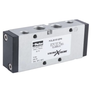 Parker Pneumatic Solenoid Valve Pilot/Spring 1/4 in Port Size 5 Ports 16 bar Max Operating Pressure P2LBX512PS