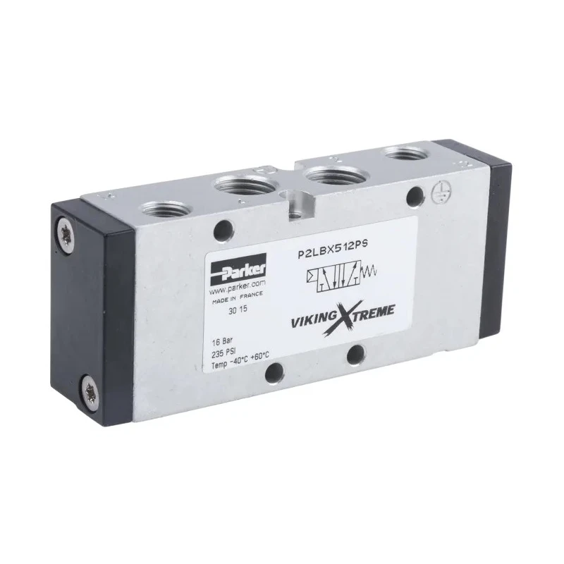 Parker Pneumatic Solenoid Valve Pilot/Spring 1/4 in Port Size 5 Ports 16 bar Max Operating Pressure P2LBX512PS