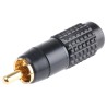 RS PRO Black Straight Cable RCA Plug Gold Plated Contact Brass Housing Aluminium 2 Contacts 411-019