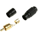 RS PRO Black Straight Cable RCA Plug Gold Plated Contact Brass Housing Aluminium 2 Contacts 411-019