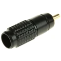 RS PRO Black Straight Cable RCA Plug Gold Plated Contact Brass Housing Aluminium 2 Contacts 411-019