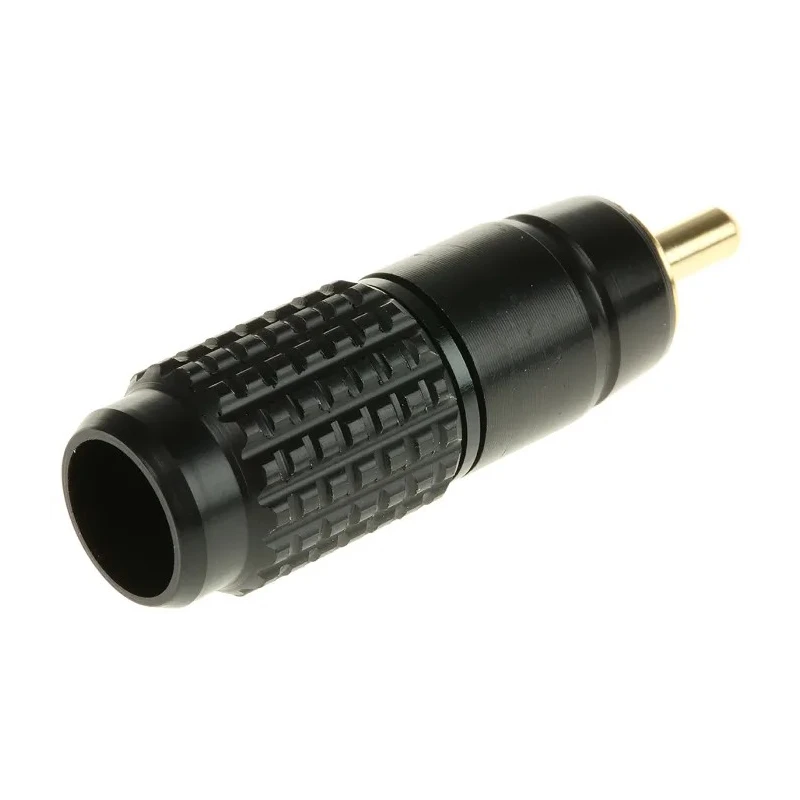 RS PRO Black Straight Cable RCA Plug Gold Plated Contact Brass Housing Aluminium 2 Contacts 411-019