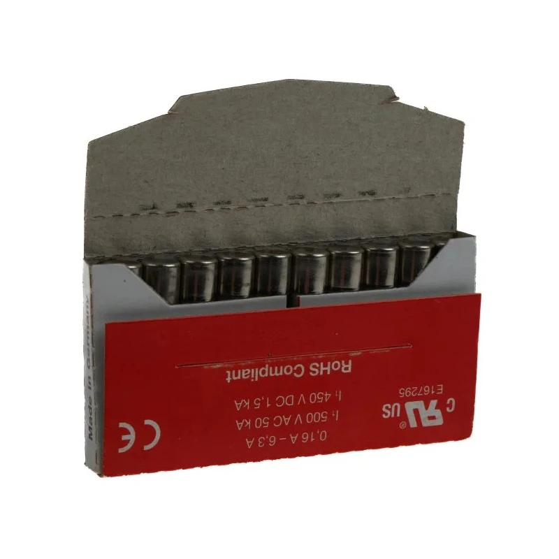 RS PRO 10A F Ceramic Cartridge Fuse 6.3 x 32 mm 500V AC Fast Acting 413-248