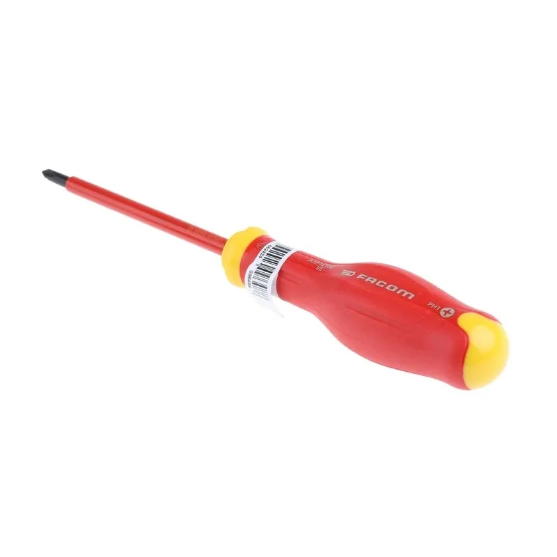 Facom Insulated Screwdriver with PH1 Tip, 100 mm Blade, VDE/1000V Approved, 210 mm Overall ATP1X100VE
