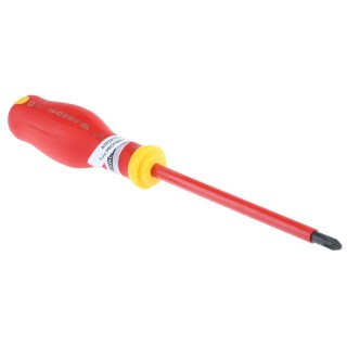 Facom Insulated Screwdriver PH2 Tip 125 mm Blade VDE 1000V Approved Bi-Material Grip 245mm Overall ATP2X125VE