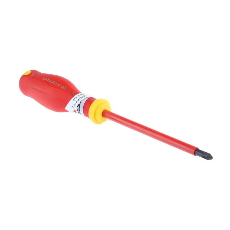 Facom Insulated Screwdriver PH2 Tip 125 mm Blade VDE 1000V Approved Bi-Material Grip 245mm Overall ATP2X125VE