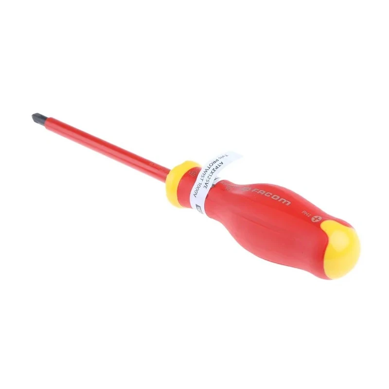 Facom Insulated Screwdriver PH2 Tip 125 mm Blade VDE 1000V Approved Bi-Material Grip 245mm Overall ATP2X125VE