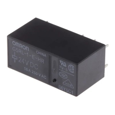 Omron Power Relay 24V dc Coil, 16A Switching Current, SPDT, PCB Mount G5RL-1-E-HR DC24