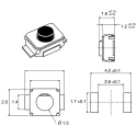 Omron IP40 Black Tactile Switch Tactile 2.5 mm SPST 50mA 24 V dc PCB B3U1000P