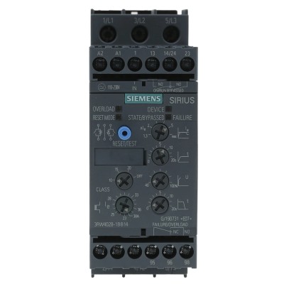 Siemens 3RW40 Soft Starter, 480V AC, 18.5 kW, 3 Phase, IP20, Chassis Mount 3RW4028-1BB14