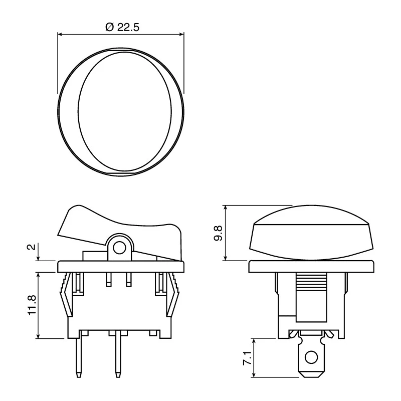 RS PRO SPST Latching On-None-On Rocker Switch Panel Nylon Housing 10A, IP66 Rated 419-760