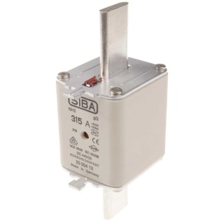 SIBA NH2 Centred Tag Fuse 315A Current Rating 500V AC Voltage High Rupture Capacity Blade Tag Type 20-004-13/315A