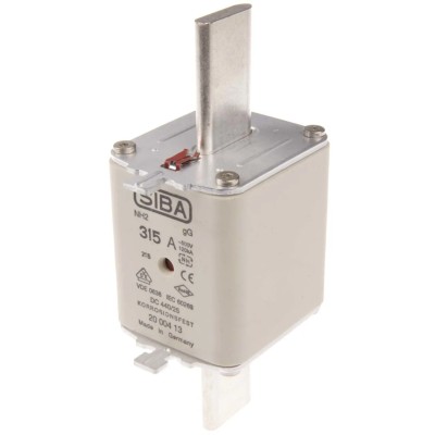 SIBA NH2 Centred Tag Fuse 315A Current Rating 500V AC Voltage High Rupture Capacity Blade Tag Type 20-004-13/315A