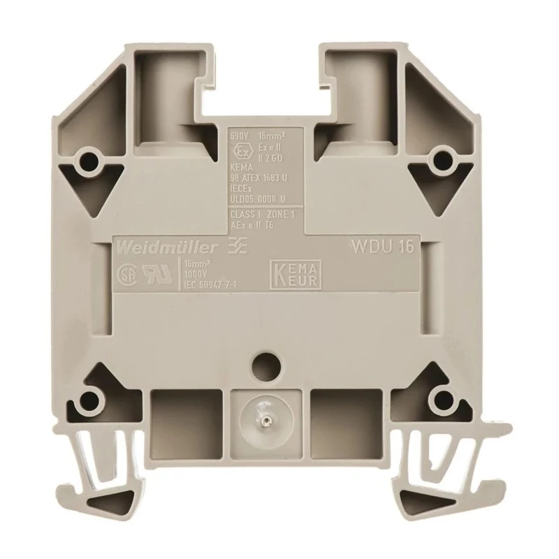 Weidmüller WDU Series Feed Through Terminal Block Brown 16mm² 1-Level Screw Termination 690V 76A ATEX 1020400000