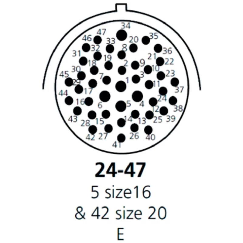 Deutsch Circular Connector 47 Contacts Cable 1.59 mm Plug Male IP67 HD20 Series HDP26-24-47PE-L017