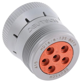 Deutsch Circular Connector Cable Mount Plug Female 6 Contacts 27.15 mm 25A IP67 HD10 Series HD16-6-12S-B010