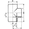 Georg Fischer Plastic Pipe Fitting 90° Tee Polyvinyl Chloride 16 bar 3.85in Length 723200109